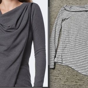 Cowl neck grey striped sweater